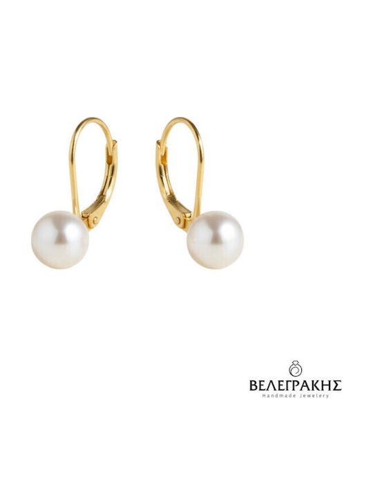 Velegrakis Silver Gold Plated Hoop Earrings with Pearls