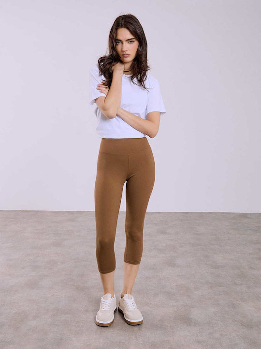 Celestino Дамски Клин Капри Slim Fit Кафяв