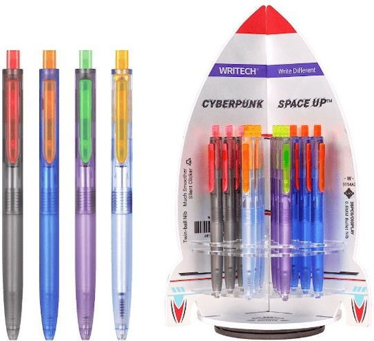 Writech Βιτρινα Στυλο Gel Κουμπι Μπλε Μελανι 0.7mm Space Up Cyberpunk 36 Τεμαχια