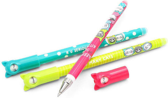 Химикали Gel Erase M&g So Many Cats 0.5mm 4 Дизайна Синьо Мастило Случаен Избор