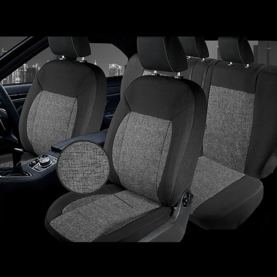 Huse Scaune Auto Active Anorak Negru-Gri Set Complet 12 Bucăți