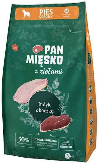 Pan Miesko 3kg Dry Food for Adult Dogs with Turkey and Duck