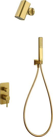 Imex Built-in Mixer Phone & Shower Head Set for Shower 2 Exits Gold