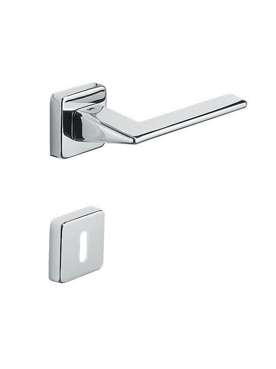 Viobrass Middle Door Lever with Rosette Pair Inox Matt