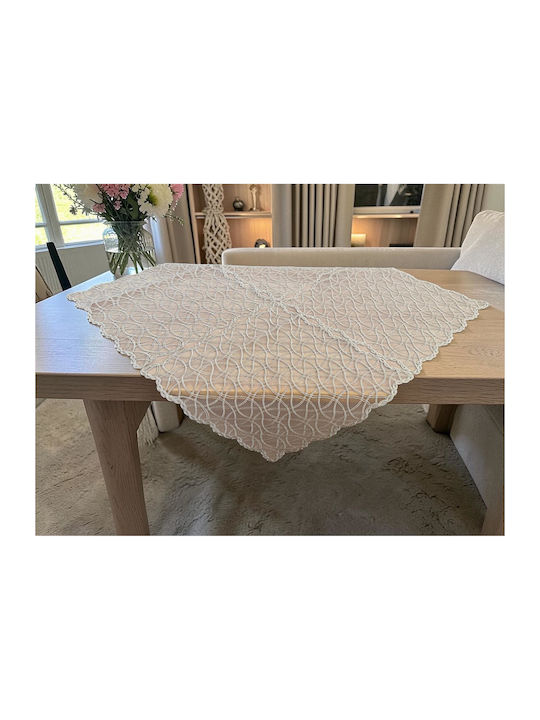 Linea Home Checkered Tablecloth with Beige Lace 100x100cm