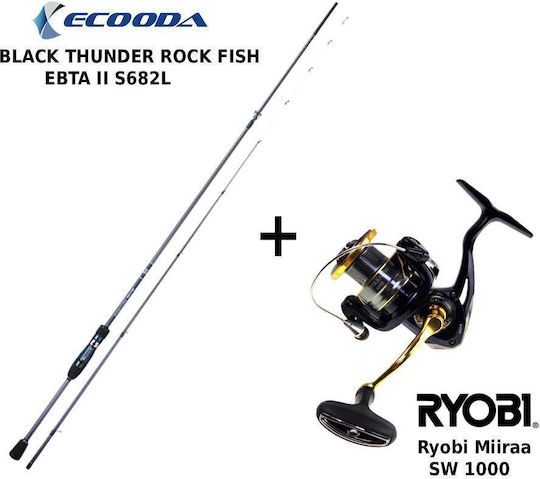 Ryobi Combo LRF Black Thunder Rock Fish Rod Ebta II S682l + Ryobi Miiraa SW 1000 Fishing Rod With Mechanism