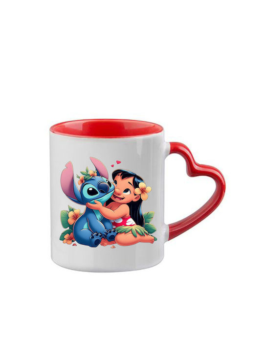 Κούπα Lilo & Stitch Κόκκινη Λαβή Καρδιά Εσωτερικό
