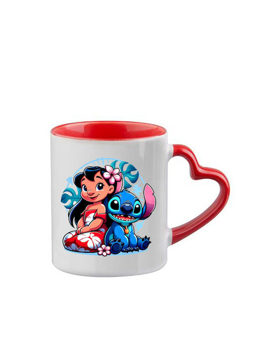 Κούπα Lilo & Stitch Κόκκινη Λαβή Καρδιά Εσωτερικό