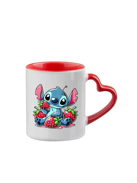 Κούπα Lilo & Stitch Κόκκινη Λαβή Καρδιά Εσωτερικό