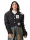 Crop Women's Jacket for Winter Black