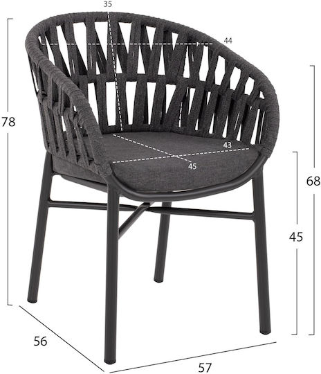 Кресло Антрацит 2 Бройки 57x56x78 см