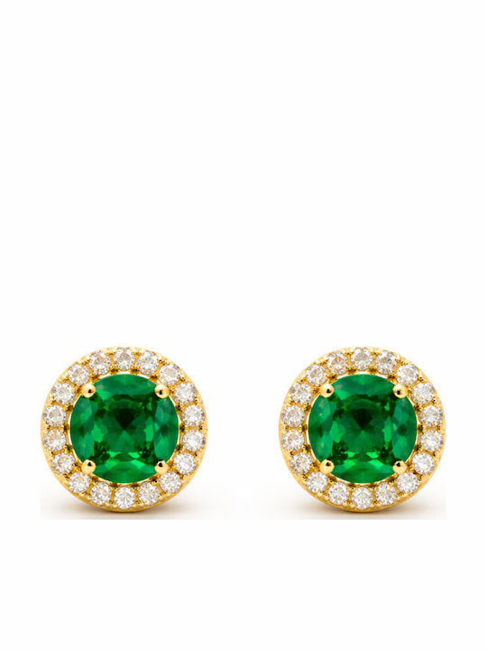 Atofio Kosmima Earrings Gold 14K with Green Stones
