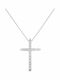 Atofio Kosmima Women's White Gold 9K Cross with Chain