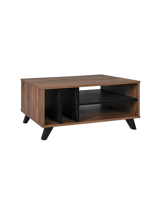 Rechteckiges Zentral Kaffeetisch Miami Holz mit Schubladen Schwarz M100xL64xH45cm