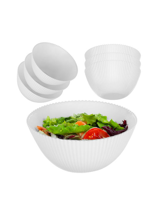 Kadax Boluri De Servire Rotunde Din Sticlă Albe Cu Diametru 15.2cm 3 Bucăți