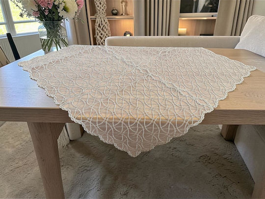 Linea Home Καρέ Σετ 5τμχ Tidal με Δαντέλα Μπεζ 100x100εκ.