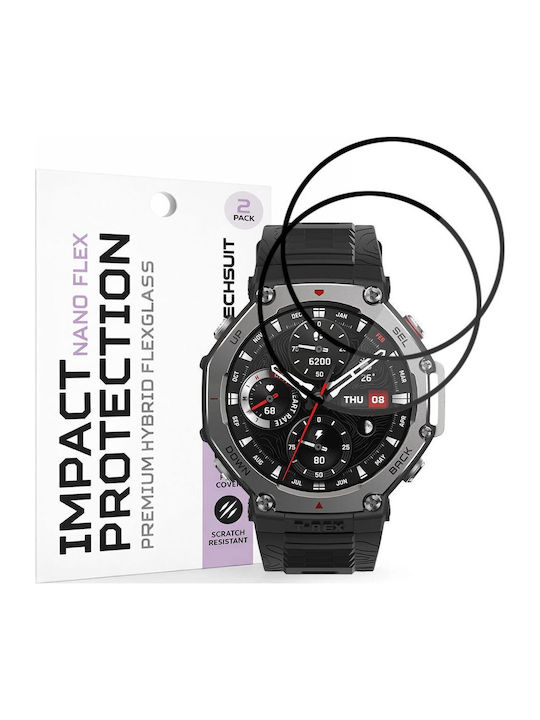 Techsuit Nano Flex Full Face Tempered Glass for Amazfit T-rex 3 2pcs