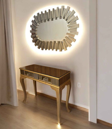 Stewehome Consolă Cristalină Cu Oglindă Ovală – Design Clasic Și Modern 100x80cm