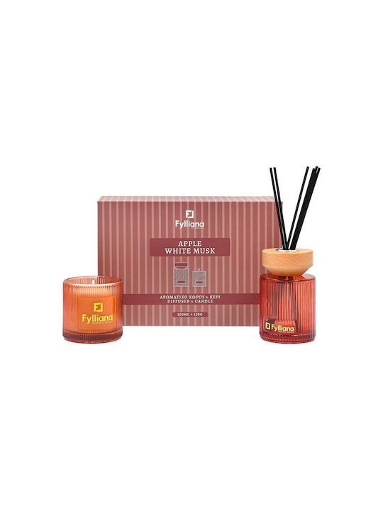 Ароматен Подаръчен Комплект Apple White Musk Fylliana FL25161 Дифузер 150ml + Свещ 150g
