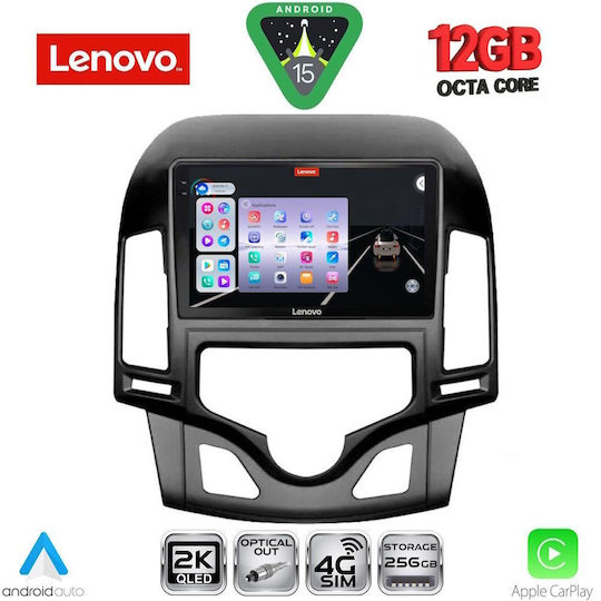 Lenovo Ηχοσύστημα Αυτοκινήτου για BMW X1 / X3 / X4 Hyundai i30 2007-2012 με Clima (Bluetooth/USB/WiFi/GPS/Apple-Carplay/Android-Auto) με Οθόνη Αφής 9"