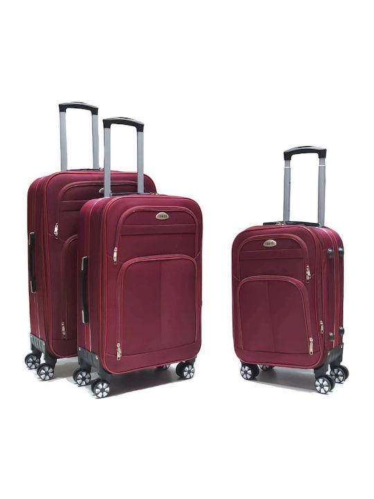 Stoff Koffer Burgundisch mit 4 Räder Set 3 Stück