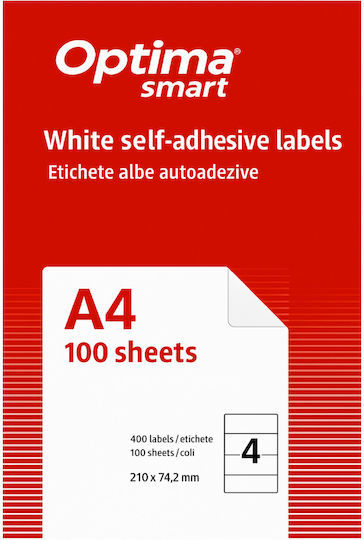 Optima Αυτοκόλλητες Ετικέτες Α4 Ορθογώνιες 210x74.2mm