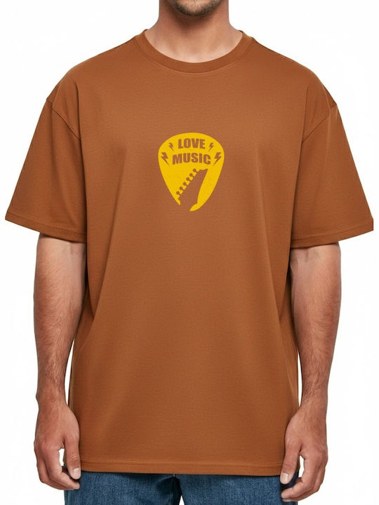 Oversized T-shirt Love Music Guitar Pick Pop Culture Orange Oversized T-shirt Love Music Guitar Pick Pop Culture Orange