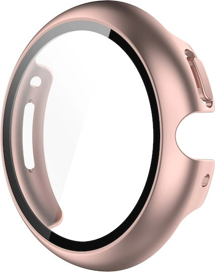 Bizonmobile Rose Gold Tempered Glass Screen Protector Case Compatible Google Pixel Watch 4 41mm