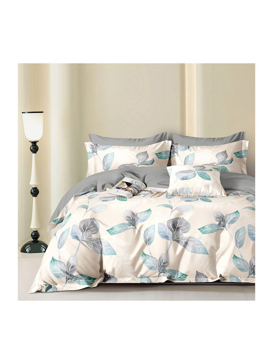 Beauty Home 12692 Set Of Double Bed Sheets With Rubber Hugger 165x200+30cm Beige 4 Pieces 12692SEYDL