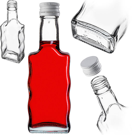 Glass Bottle Liqueur 200ml White Cap 5 Pcs