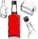 Glass Liqueur Bottle 200ml Black Cap 5 Pcs