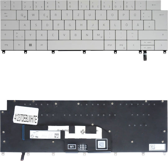 Немска Клавиатура За Лаптоп Dell Xps 14 9440 2024 P184g 945jn 0945jn P66ph 0p66ph 0dfrf5 Dfrf5 Sg-b1270-xua Sn2c10b21-us De С Подсветка Бял Код 41237deblwhite