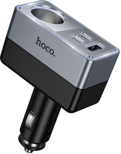 Hoco Z65A Φορτιστής Αυτοκινήτου 165W Γρήγορης Φόρτισης με Θύρες: 1xUSB 2xType-C Μαύρο Χρώμα
