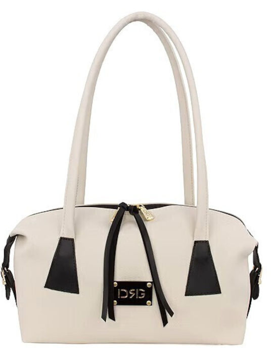 Damen Schultertasche Aus Leder in Creme