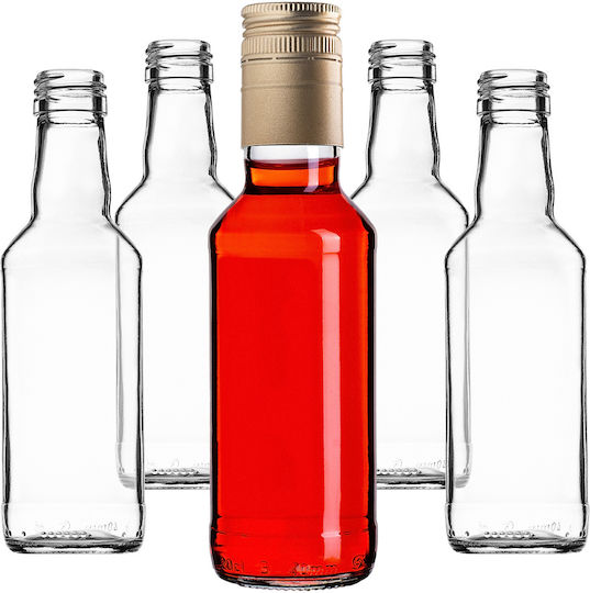 Glass Bottle 200ml Long Golden Cap 10 Pcs
