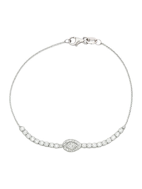 Senzio Belibasakis Women's Rosette Bracelet in 9K White Gold with Zircon