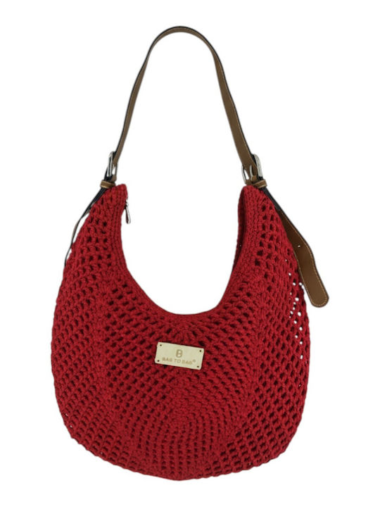 Bag to Bag Ψάθινη Τσάντα Θαλάσσης Κόκκινη
