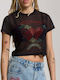 Women's Crop T-shirt with Mesh Black
