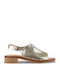 Leather Women's Flat Sandals Gold