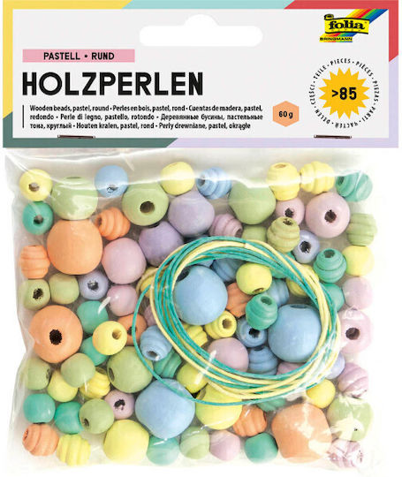 Folia Χάντρες Ξύλινες Παστέλ Χρώματα 85 Τμχ 22976