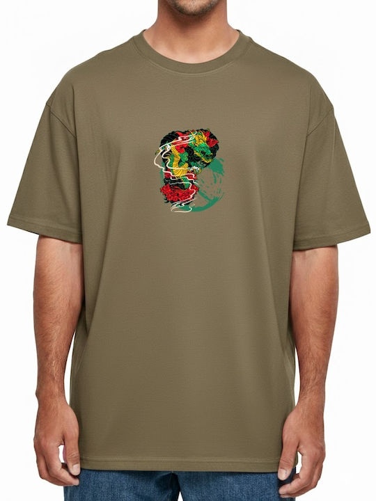 Oversized T-shirt Japanese Dragon Peonies Pop C...