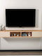 Stewehome Wall-Mounted TV Stand Natural Wood and Beige Details