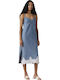 90's Καλοκαιρινό Midi Φόρεμα Τζιν Μπλε