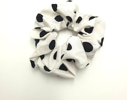 Λαστιχάκι Μαλλιών Σούρα Scrunchie Πουά Μεγάλο Μέγεθος Λευκό