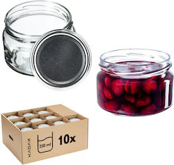 Kadax Borcan Sticlă Cu Capac 250ml (10 Buc)