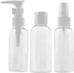 Reisegrößenflaschen Set Transparent 3 Stück Farbwahl Weiß Reisegrößenflaschen Set Transparent 3 Stück Farbwahl Weiß