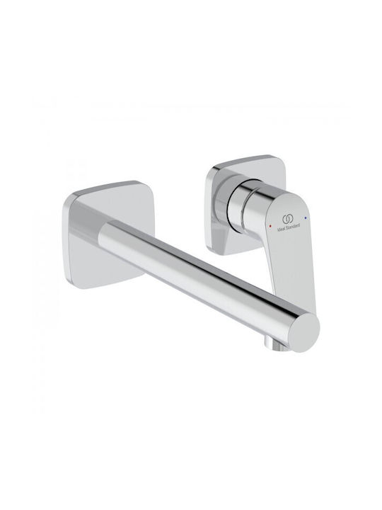 Ideal Standard Σετ Μίκτης & Στόμιο Εντοιχισμού για Νιπτήρα Ασημί