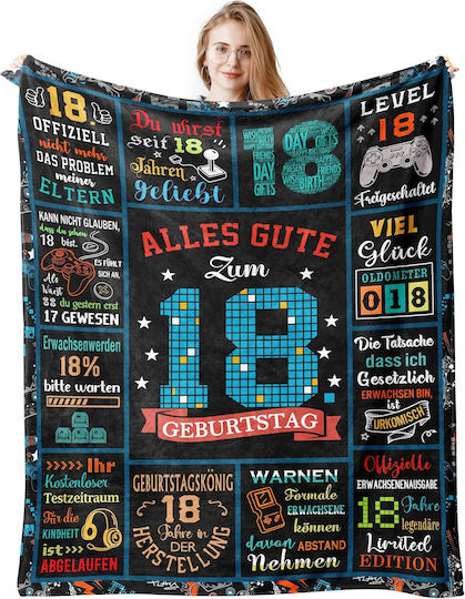 18th Birthday Gift Furry Single Blanket 150x130cm Multicolour