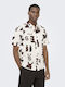 Short Sleeve Shirt in Regular Fit White and Brown