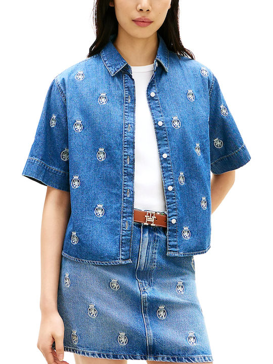 Tommy Hilfiger Kurzärmeliges Damenhemd Blau Tommy Hilfiger Kurzärmeliges Damenhemd Blau
